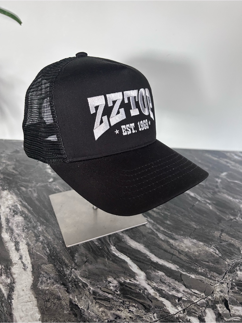ZZ Top Black Trucker Cap - Logo Mesh Baseball Hat